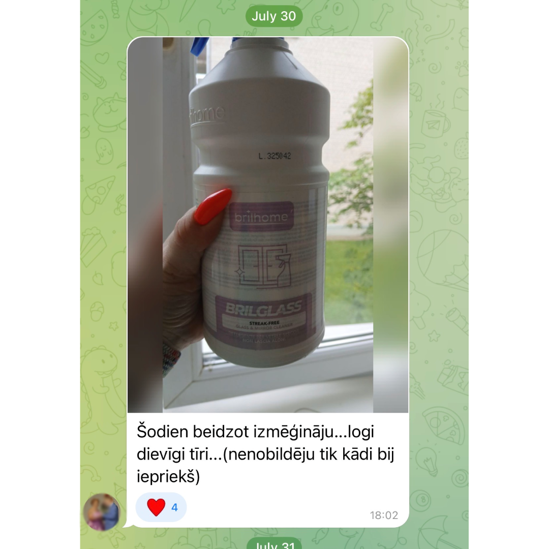 Atsauksme par Brilglass Brilhome Chogan līdzekli stiklam grezni lv