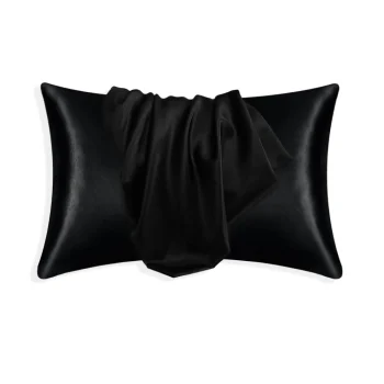 DagnyLuxe melna zīda spilvendrāna