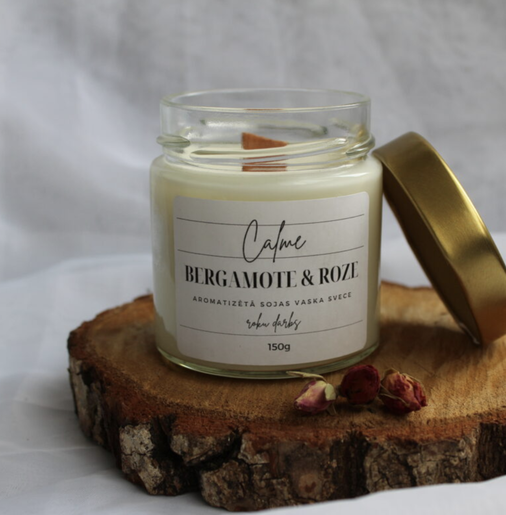 Aromātiskā burciņsvece "Bergamote un roze"