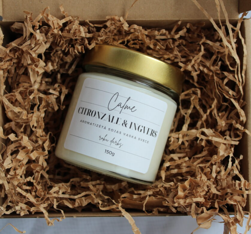 Dabīgā sojas vaska aromātiskā burciņsvece "Citronzāle un Ingvers" - Image 4