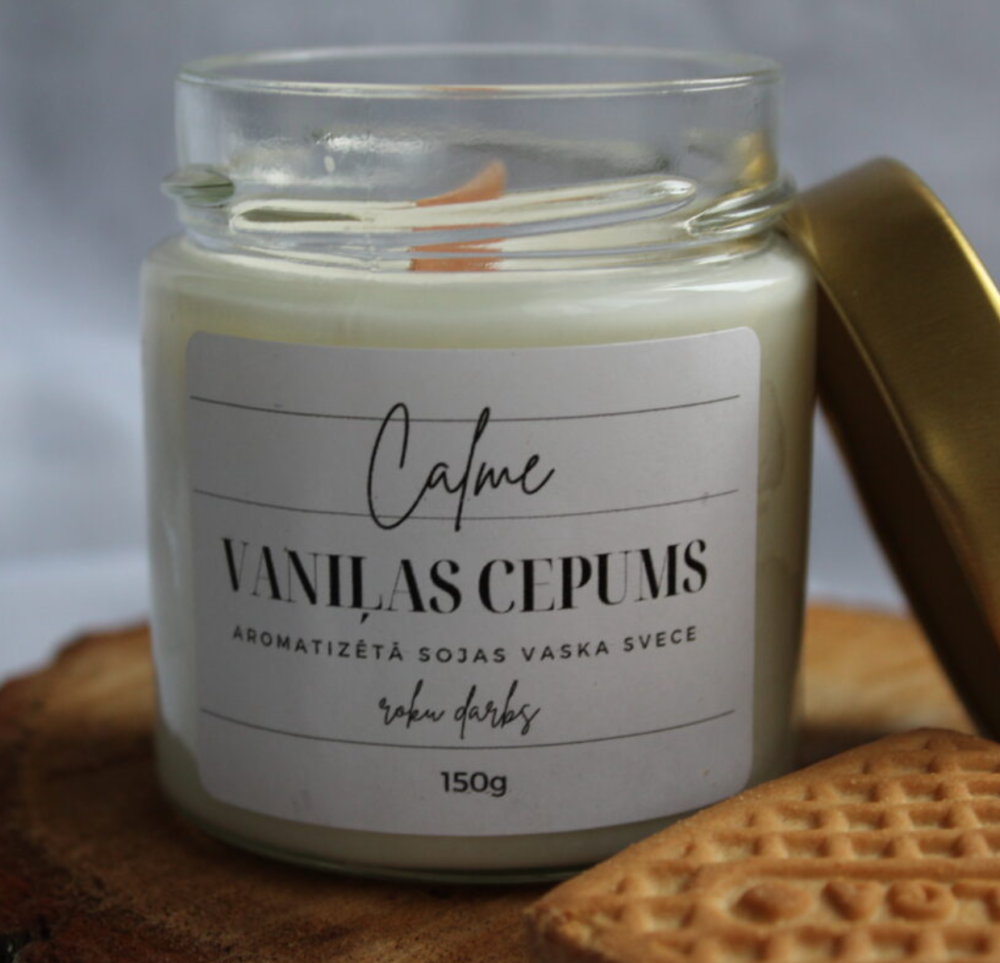 Dabīgā sojas vaska aromātiskā burciņsvece "Vaniļas cepums" - Image 4