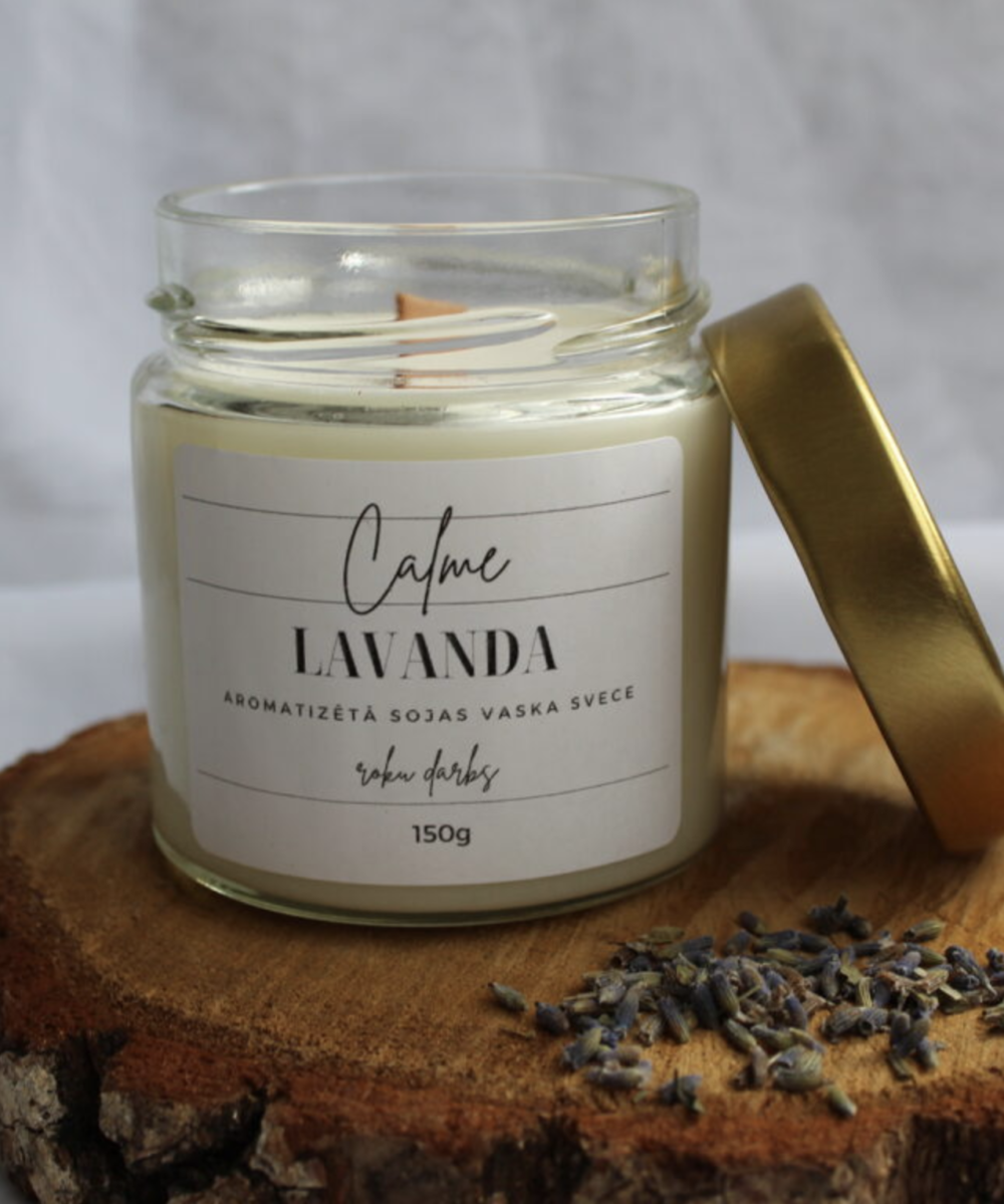 Aromātiskā dabīgā sojas vaska burciņsvece "Lavanda"