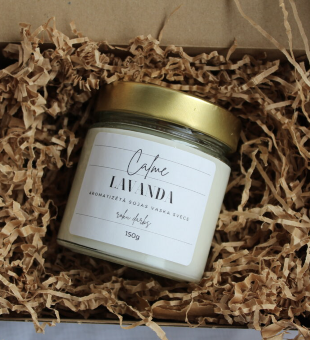 Aromātiskā dabīgā sojas vaska burciņsvece "Lavanda" - Image 3