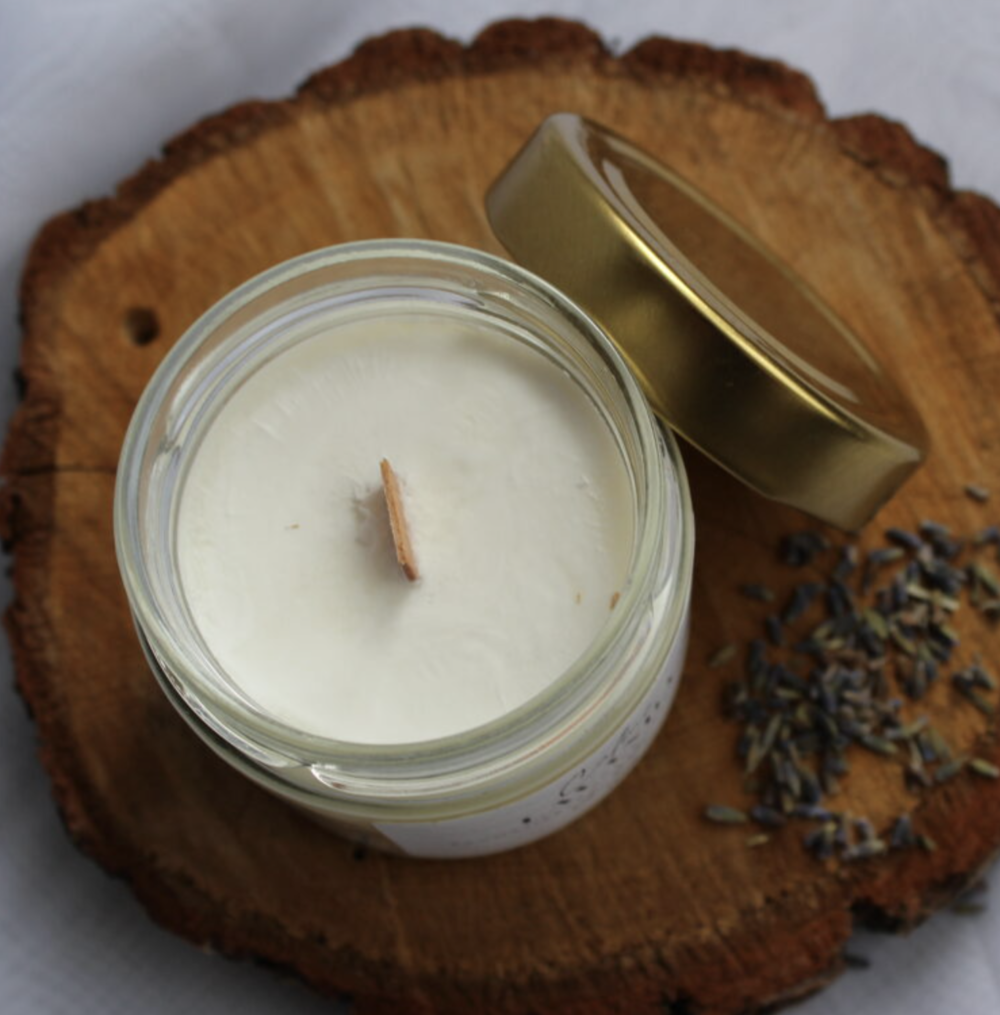 Aromātiskā dabīgā sojas vaska burciņsvece "Lavanda" - Image 2