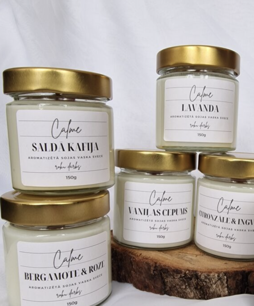 Aromātiskā dabīgā sojas vaska burciņsvece "Saldā kafija"