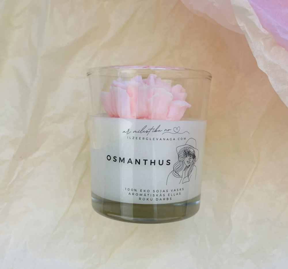 Aromātiskā sojas vaska svece baltā dāvanu kastē Osmanthus