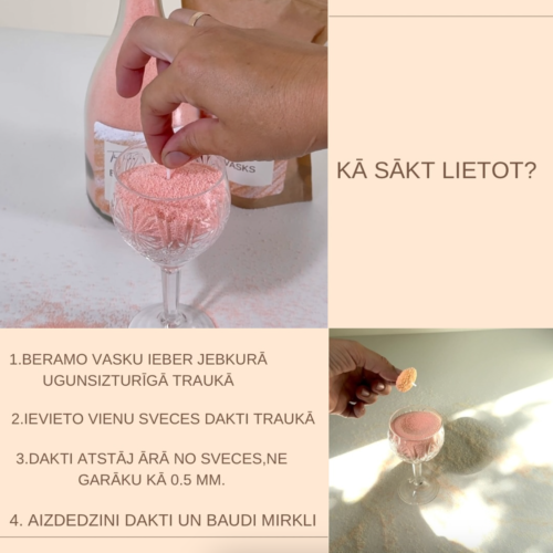 Kā lietot beramo smilšu vasku