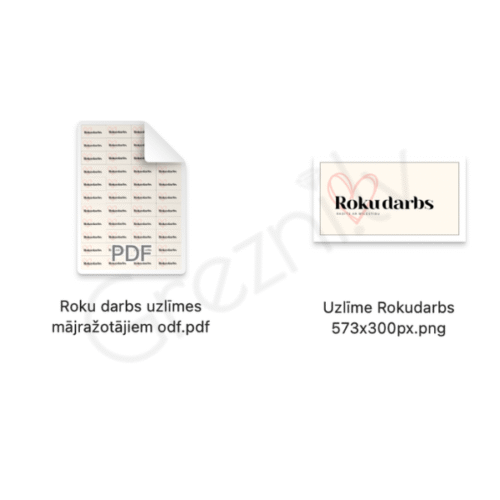 Taisnstūrveida uzlīmes "Roku darbs" PDF formātā 48,5x25,4mm Uzlīmju šablons drukāšanai grezni lv