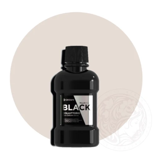 BLACK Mouthwash with Activated Charcoal 80ml Travel size grezni lv