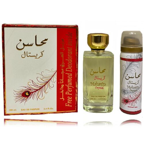 Lattafa Mahasin Crystal set for women (100 ml. EDP + 75 ml. deodorant spray)