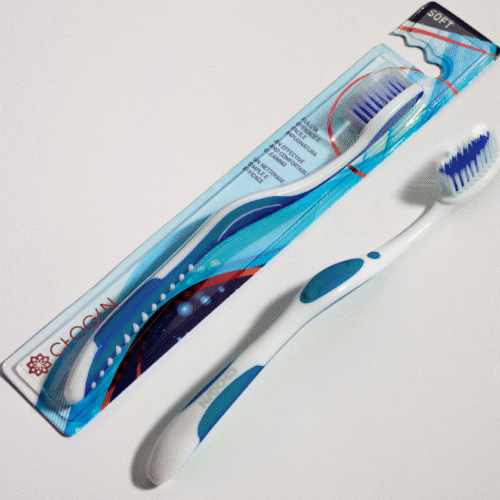 Soft Bristle Toothbrush (White/Blue)