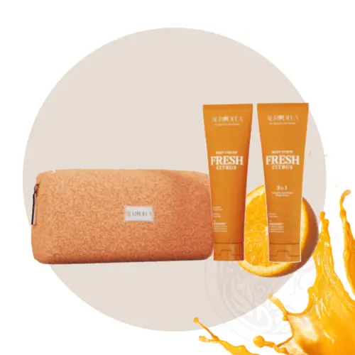 Aurodhea _Fresh Citrus_ komplekts - skrubis + ķermeņa krēms + somiņa pirkt grezni lv
