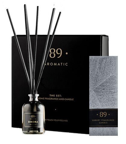 89 Aromatic Diamond komplekts - telpu gaisa atsvaidzinātājs ar kociņiem 50ml + aromatizēta svece