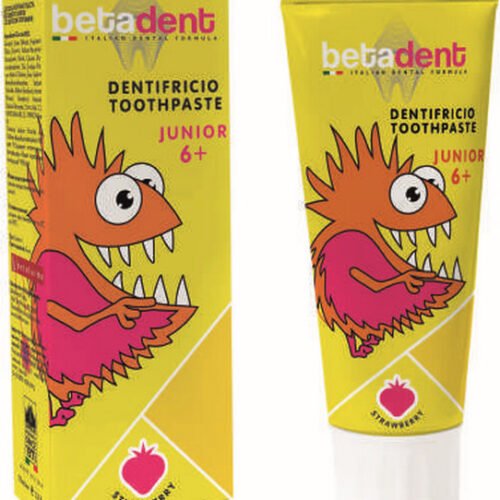 Betadent Junior zobu pasta ar zemeņu garšu bērniem 6+ gadiem 75ml