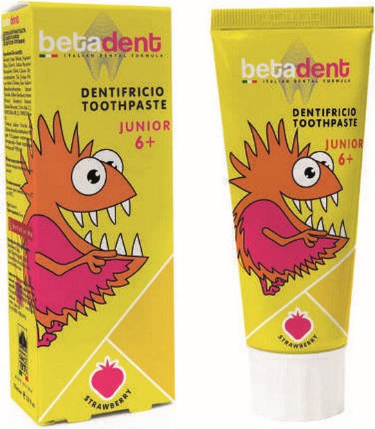 Betadent Junior zobu pasta ar zemeņu garšu bērniem 6+ gadiem 75ml