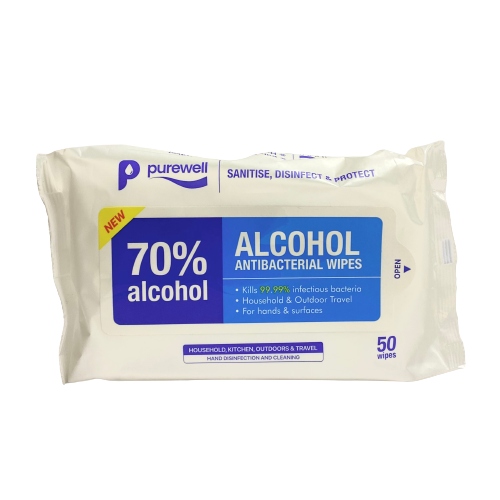 Purewell antibakteriālās salvetes 50gab.