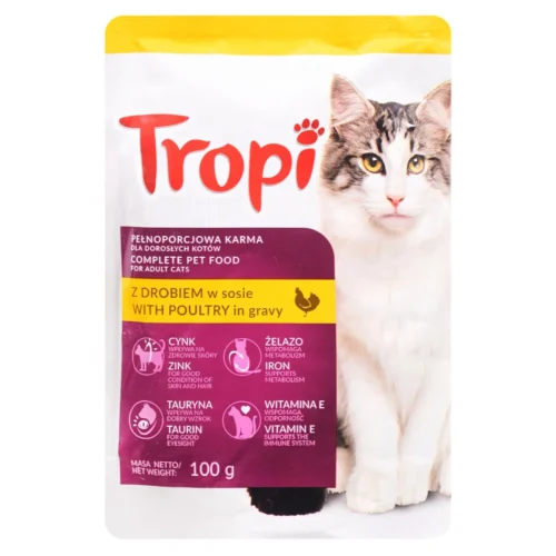 TROPI slapjā barība kaķiem ar mājputnu gaļu 100g