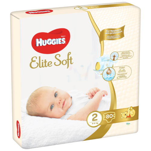Huggies Elite Soft 2 (4-6kg) pamperi 80gb.