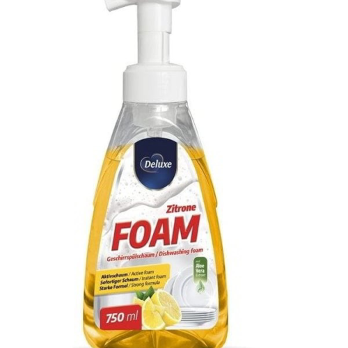 DELUXE trauku mazgāšanas līdzeklis - putas ar citrona aromātu 750ml