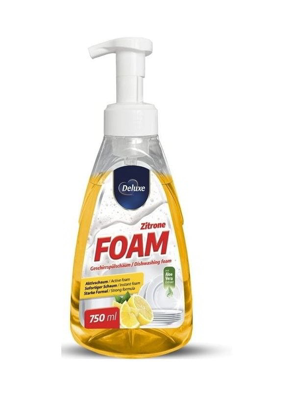 DELUXE trauku mazgāšanas līdzeklis - putas ar citrona aromātu 750ml