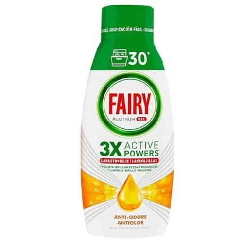 FAIRY Platinum trauku mazgāšanas gēls trauku mašīnām ar citrusaugļu aromātu 600ml