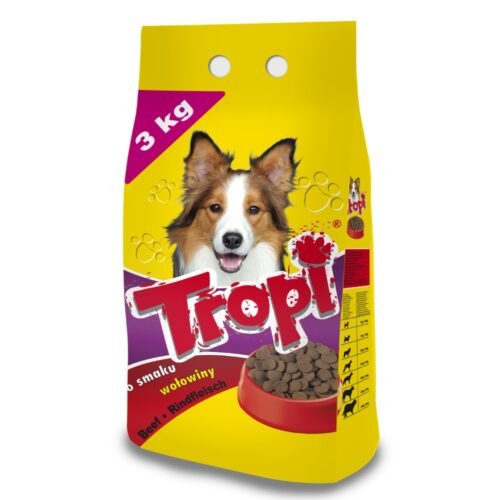 Tropi sausā barība ar liellopu gaļu suņiem 3kg