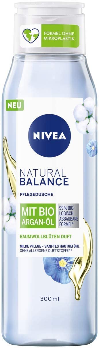 NIVEA Natural Balance dušas želeja ar argana eļļu un kokvilnas ziedu aromātu 300ml