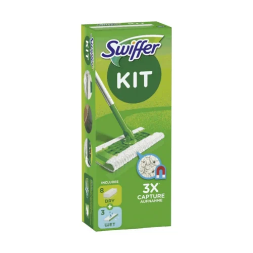 Swiffer grīdas slotas komplekts - slota, 3gab mitrās un 8gab sausās lupatiņas - rezerves