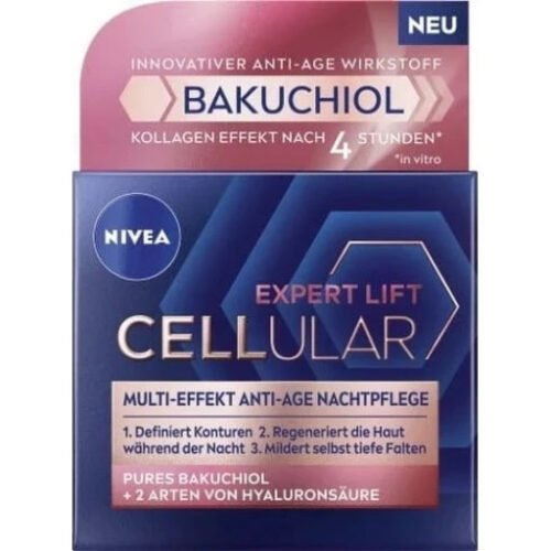 Nivea Expert Lift nakts krēms ar tīru bakučiola ekstraktu un 2 veidu hialuronskābēm pretnovecošanās efekta radīšanai 50ml