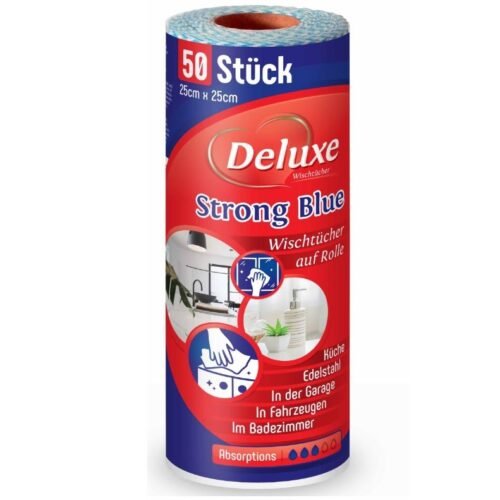 Deluxe Strong Blue auduma salvetes rullī, 50 loksnes