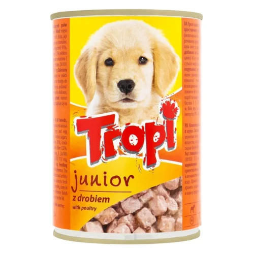 Tropi Junior slapjā barība ar mājputnu gaļu kucēniem 415g
