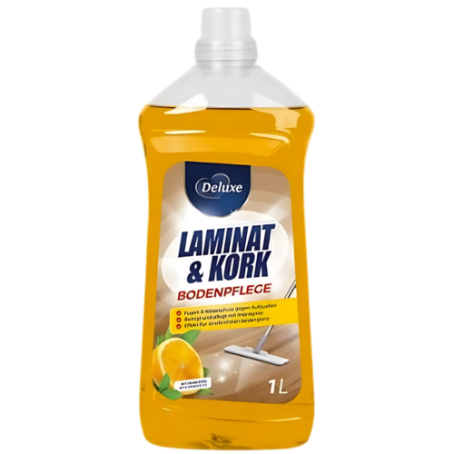 DELUXE lamināta un korķa grīdu tīrīšanas līdzeklis ar apelsīnu smaržu 1L