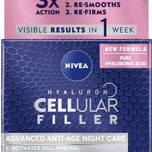 Nivea Cellular Filler nakts krēms ar hialuronskābi un kolagēnu pretnovecošanās efekta radīšanai 50ml