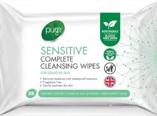 PURE Sensitive mitrās salvetes sejas ādas attīrīšanai 25gab