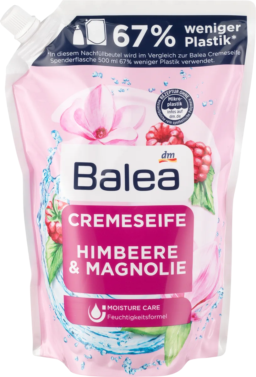 Balea šķidro ziepju rezerve ar aveņu un magnoliju ziedu smaržu 500ml