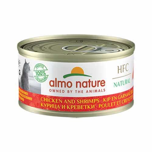 Almo Nature HFC papildbarība ar vistas gaļu un garnelēm kaķiem 70g