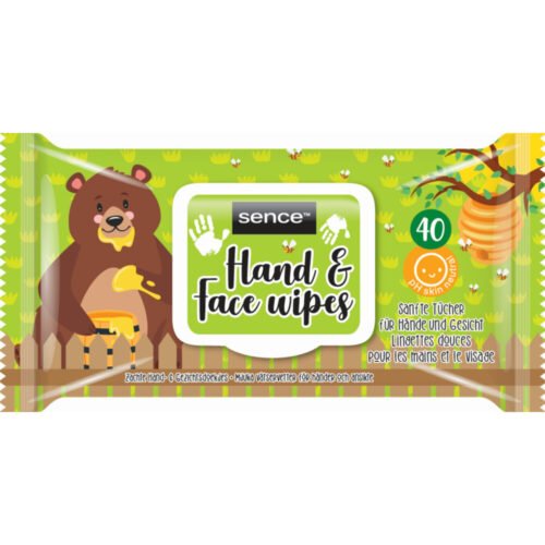 Sence Hands&Face Kids mitrās salvetes roku un sejas tīrīšanai x40