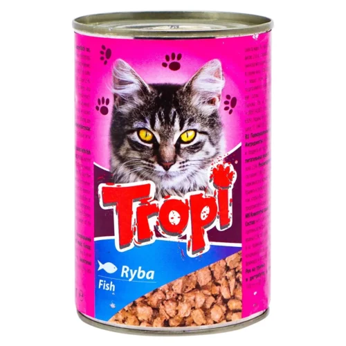 Tropi konservs ar zivju gabaliņiem kaķiem 830g