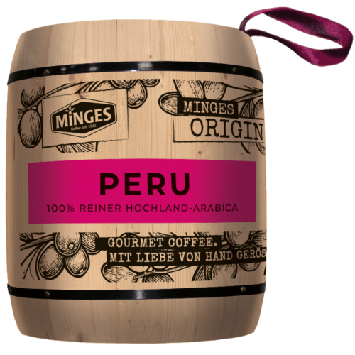 Minges Peru kafijas pupiņas dekoratīvā mucā 250g
