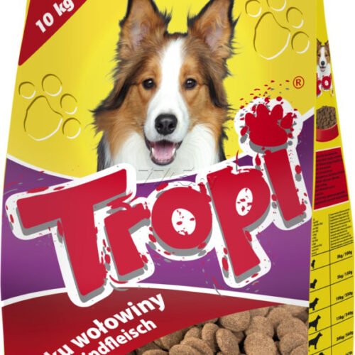 Tropi sausā barība ar liellopu suņiem 10kg