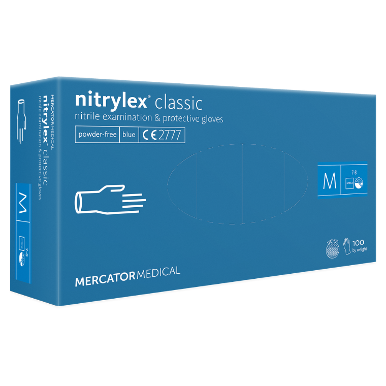 MERCATOR Nitrylex® nitrila cimdi bez pūdera, zili, M izmērs 100gab