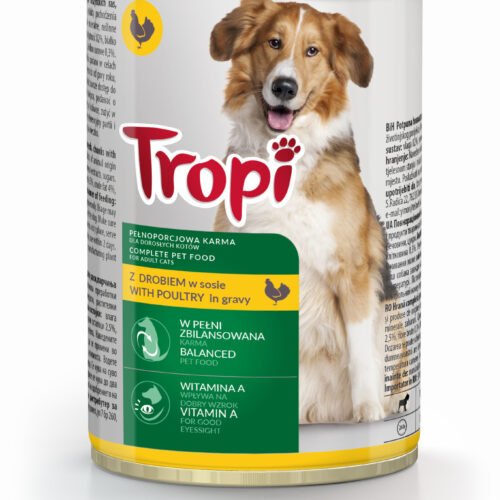 Tropi slapjā barība ar mājputnu gaļu suņiem 415g