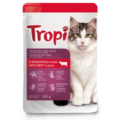 TROPI slapjā barība kaķiem ar liellopu gaļu 100g