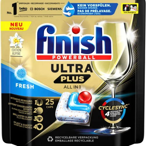 FINISH Ultra Plus Fresh All in 1 trauku mazgāšanas kapsulas 25gab