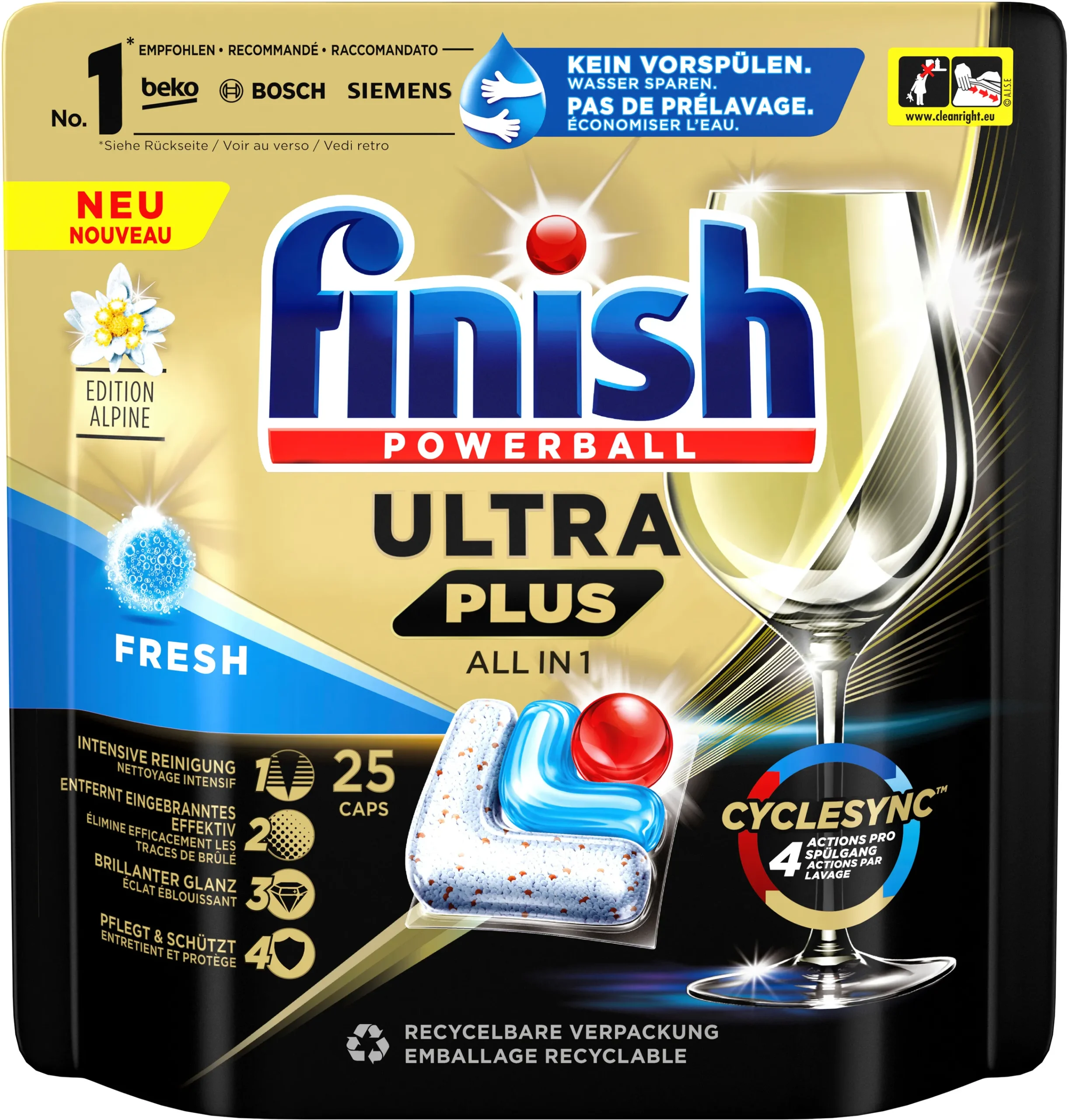 FINISH Ultra Plus Fresh All in 1 trauku mazgāšanas kapsulas 25gab