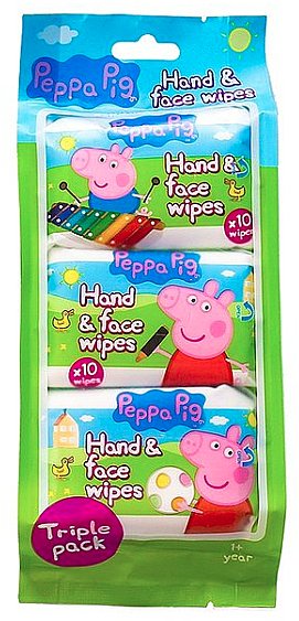 Peppa Pig roku un sejas mitrās salvetes 3x10 gab.
