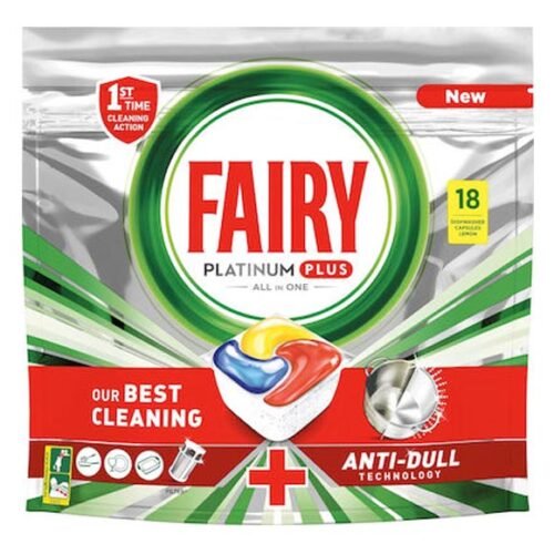 Fairy Platinum kapsulas ar citronu smaržu trauku mazgāšanas mašīnai 18gab