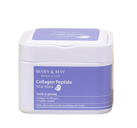 MARY&MAY Collagen Peptide Vital auduma maskas sejai 30gab