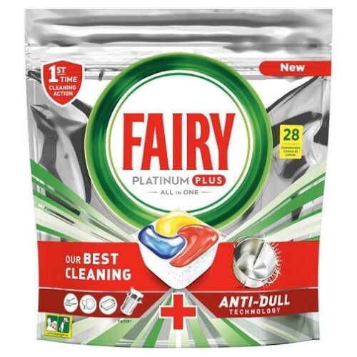 Fairy PlatinumPlus trauku mazgāšanas tabletes ar citronu smaržu 28x