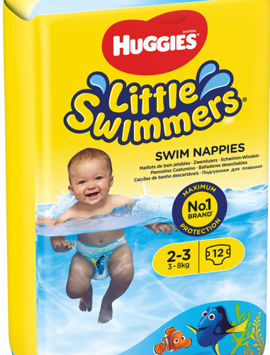 HUGGIES Little Swimmers autiņbiksītes peldēšanai #2-3, 3-8kg, 12gab